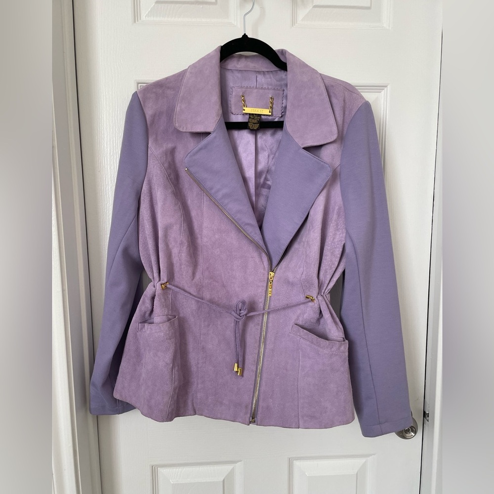 Purple IMAN leather combination jacket WL